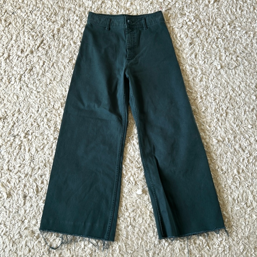 Zara dark green sailor wide leg Jean pant